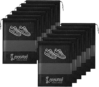 Cockatoo Shoe Bag for Travel & Storage, Women & Men, Travelling Shoe Storage Bag, Shoe Storage Organizer Bag - Pack of 12 Shoe Pouch(13 x 17.32 Inch)