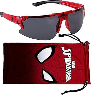 Marvel Spiderman Sunglasses for Kids - Stylish, Comfortable & Durable UV-Protective Spiderman Glasses With Soft Carrying Case