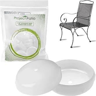 Project Patio 1.5 Inch Wrought Iron Patio Furniture Feet Glide Replacement Outdoor Metal Table and Chair Leg Cap Floor Protector Cup Insert - 24-Pack