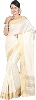 Maxis Women's Kasavu Art Silk Saree With Blouse Piece (SSC_TSR_CREAM_Cream)