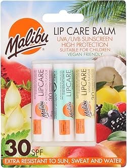 Sun SPF 30 Lip Balm Sunscreen, Watermelon, Mint and Vanilla, 3 x 5g,
