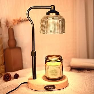 Candle Warmer Lamp UK Plug, Height Adjustable Electric Candle Warmer with Timer, Dimmable Scented Candle Diffuser Lamp, 2 Bulbs, Uni Student Accommodation Home, Grey