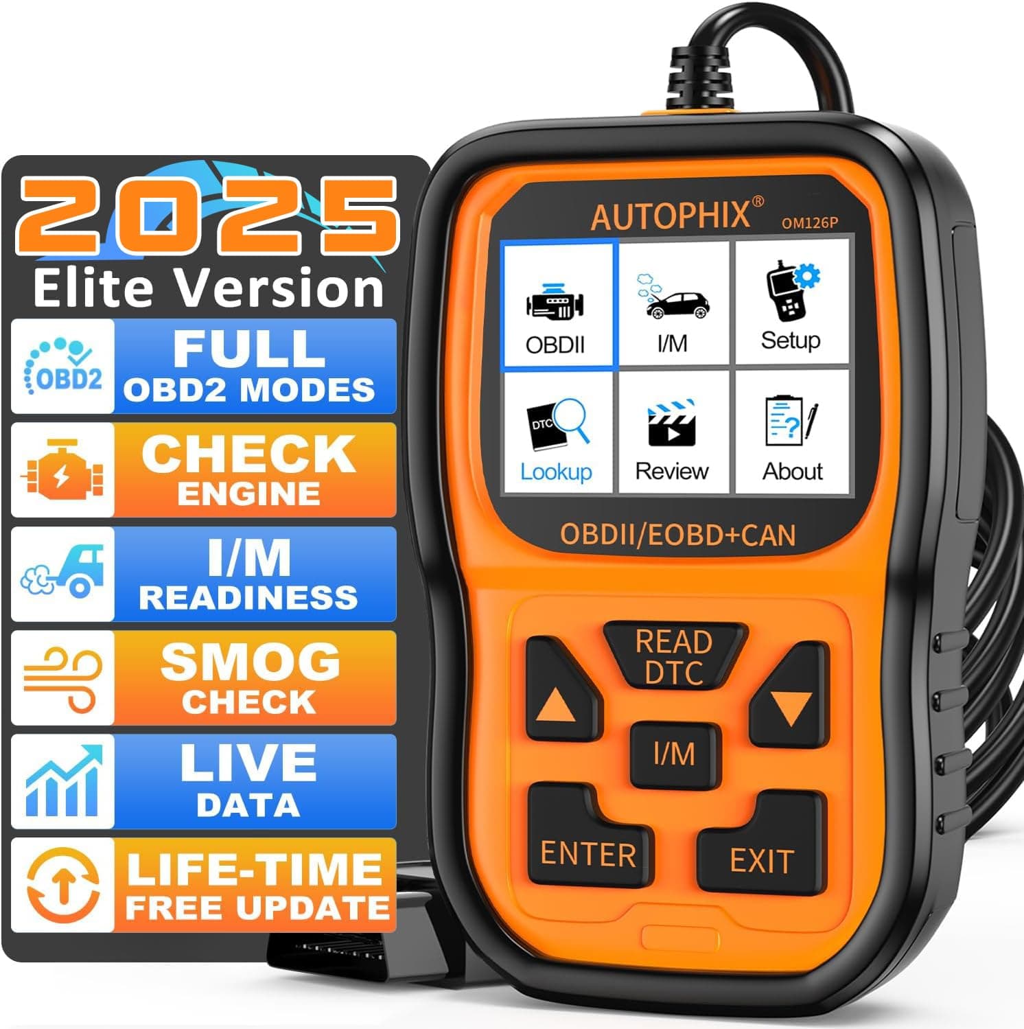 AUTOPHIXOBD2 Scanner Enhanced OM126P Vehicle Code Reader Auto Diagnostic Check Engine Light for All OBD II Car After 1996[Upgrade Version]