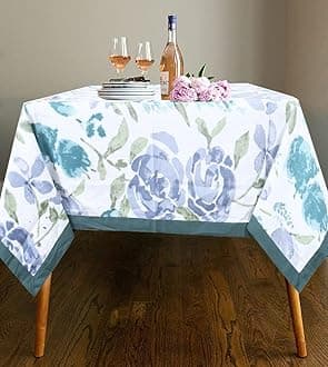 Dining Table Cover 4 Seater, Table Cover 4 Seater, 60 X 40 Inches, Teal and White with Piping(Cotton, Rectangular, Pack of 1)