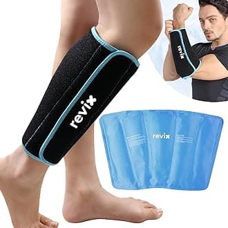 REVIX Calf and Shin Gel Ice Packs for Injuries Reusable Leg Cold Pack Wrap Cold Therapy Compression Sleeve for Swelling, Bruises and Sprains, Shin Splints Leg Pain Relief Support (1 Pack)