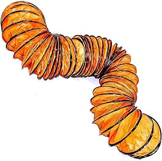 8"×16.4FT PVC Flexible Duct Hose, Flame Retardant HVAC Ducting with Adjustable Rope, D Hook & Steel Support for Ventilation, Exhaust, Drying, and Cooling Applications