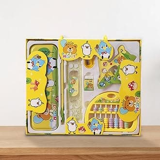 Party Propz Yellow School Stationery Items for Girls -Combo of 1 Set Kawaii Stationery | Stationery Set for Kids Return Gift | Aesthetic Stationery Korean | Back to School Stationery | Stationery Kit