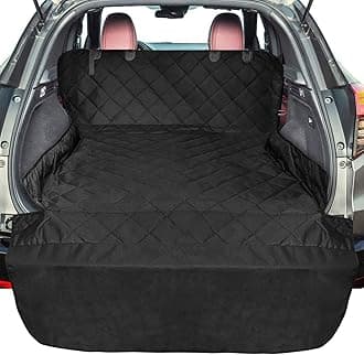 F-color SUV Cargo Liner for Dogs, Upgraded Extra Large Waterproof Pet Cargo Cover Dog Seat Cover Mat for SUVs Sedans Vans with Bumper Flap Protector, Non-Slip, Wear-Proof, Universal Fit, Black