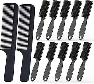 10 Pcs Barber Clipper Cleaning Brush and 2 Pcs Beard Comb, Barber Accessories, Beard Styling Detangling Combs, Blade Trimmer Cleaning Mini Brushes Bulk Set, Beard Hair Combs Tool Set(Black)
