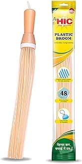 HIC HAMARA INDIA CLEAN Plastic Broom Kharata Plastic Hard Bristle Broom For Bathroomitarracei Stairei Garden Floor Cleaning Plastic Kharata|Thin Stick Broom|Plastic Broom|For Wet Cleaning,Multicolour