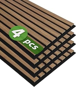 Art3d 4-Pack 12" x 93" Soundproof Wood Slat Panels, 31 sq.ft Acoustic Wall Panels, 3D Wall Panels with Wood Slat Design, Decorative Wood Wall Panel for Accent Walls-Deep Walnut