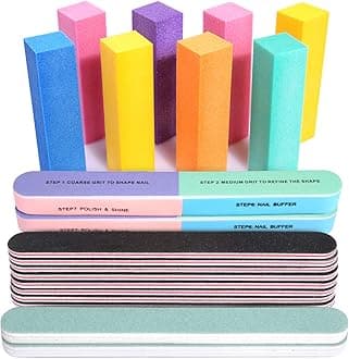 FANDAMEI Nail Files and Buffers, Professional Manicure Tools Kit Rectangular Art Care Buffer Block Tools 20Pcs/Pack
