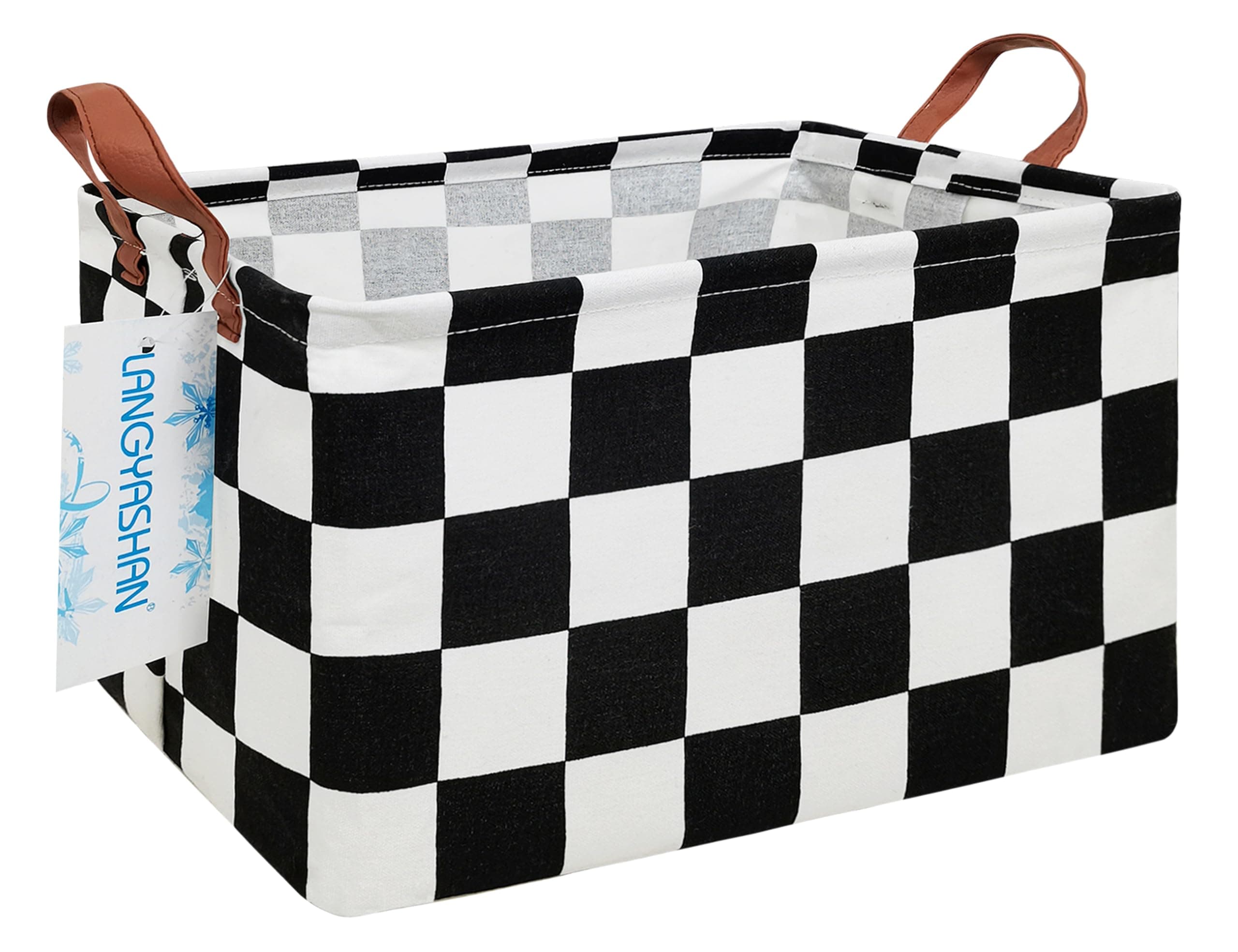 LANGYASHAN Rectangular Storage Bin Collapse Canvas Fabric Cartoon Storage Basket with Handles for Organizing Home Kitchen Boys and Girls Toys Office Closet Shelf Baskets (Rec-Racing flag)