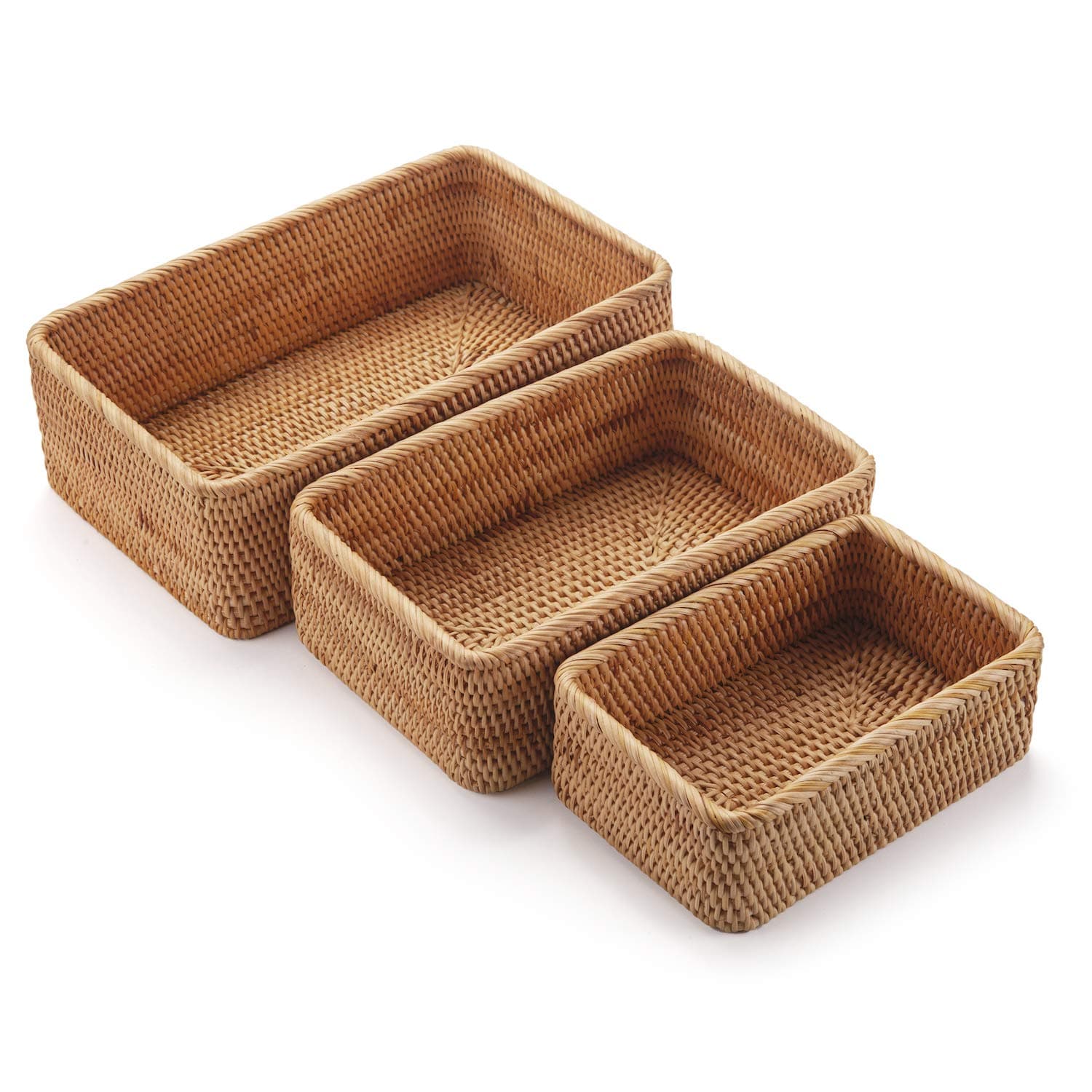 Rattan Fruit Storage Baskets Rectangular