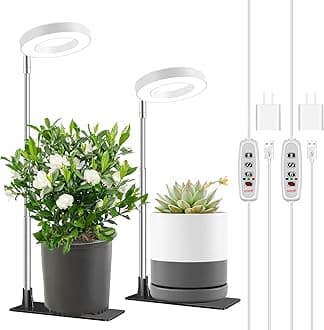 Grow Lights for Indoor Plants,Full Spectrum Plant Lights for Indoor Growing with 3/9/12H Timer, 3 Color Modes, 10 Brightness, 6.5"-26" Height Adjustable Small Grow Light, 2 Pack(3.4in)