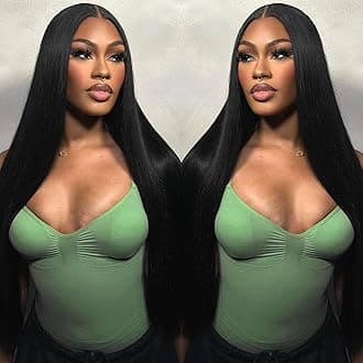 5x5 HD Lace Closure Wigs Human Hair Glueless Straight HD Lace Front Wigs 180% Density Black Color (28 Inch)