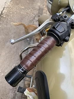 Zombieeast Bike Bicyle Universal Handle Bar Grip Wrap Leatherette Natural Set of 2 for Royal Enfield Hunter 350