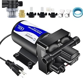 Tdrsuper Water Pressure Booster Pump, 110V AC Water Diaphragm Pump, 5.5GPM 75PSI with Power Plug, Self Priming RV Water Pump for Home Kitchen Bathroom RV Marine Yacht Garden Hose Black