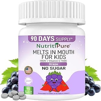 Kids Chewable Iron Supplement (Ferronyl®/Carbonyl Iron 9 mg with Vitamin C 30 mg) Tablet in Delicious Grape Flavor 90 Count (1 Bottle) (1)