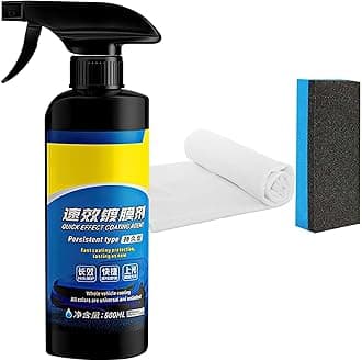 Car Coating Spray,Quick Effect Coating Agent,Quickly Coat Car Wax,Car Scratch Wax Polish Spray Waterless Wash, Oil Film Emulsion Glass Cleaner (1PC+Sponge+Cloth)