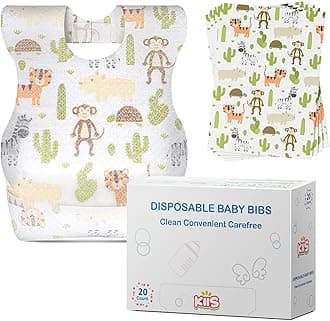 KIISDisposable Baby Bibs for Baby Boys and Girls - Individually Packaged - Hygienic, Soft and Leakproof (20 PCS / 60 PCS)