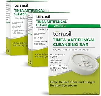 terrasil Tinea Soap for Tinea Versicolor Relief 3-Pack, Soothing Care & Relief of Itchy, Irritated Skin, Dermatologist Tested, Hypoallergenic Approved - Natural Antifungal Soap Bar