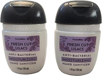 Bath and Body Care - Travel Size Sanitizer - 2 piece Bundle Set Hand Gel - 1 Fl Oz each - Label Artwork Varies (MOISTURIZING FRESH CUT LILACS)