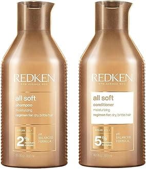 Redken All Soft Shampoo and Conditioner Set For Dry or Brittle Hair - Provides Intense Softness and Shine With Argan Oil, 10.1 Fl Oz