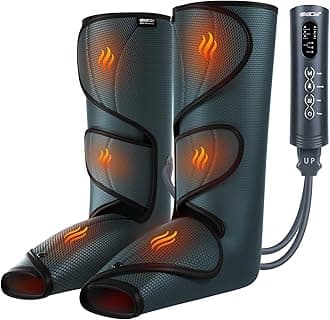Leg Massager with Heat and Compression, Legs Massage for Circulation and Pain Relief, Heating Calf Leg Air Compression Massager Help with Relief Edema