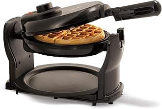 BELLA Classic Rotating Belgian Waffle Maker with Nonstick Plates, Removable Drip Tray, Adjustable Browning Control and Cool Touch Handles, 1000 Watt, Black