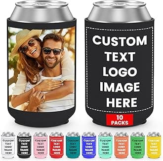 10 Pack Custom Can Cooler Sleeve Bulk Personalized Collapsible Drink Insulated Can Coolers with Logo Image Text for Party Beverages