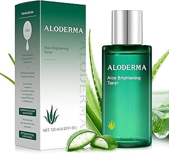 Aloderma Aloe Brightening Face Toner Made with Organic Aloe Vera Juice - Naturally formulated with Hyaluronic Acid & Niacinamide to Refine Skin Tone and Brighten Skin, Alcohol-Free, 4.2oz