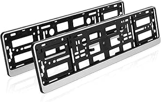 Number Plate Holders Set of 2 Matt Silver Frames Surrounds for Car Van SUV Trailer - Universal Front and Rear Fit for Standard 520 x 110 mm Registration Plates - Durable ABS Backing Frame Replacement