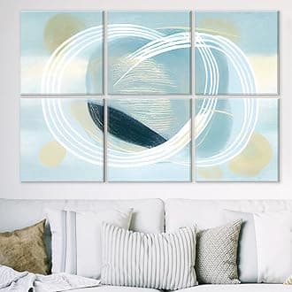 JBER Sound Proof Art Acoustic Panels, 6 Pack Self Adhesive Soundproof Panels Sound Dampening Wall Art Panels Decorative Sound Absorbing Panels, 72×48" (Warm Blue)