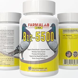 B12-5500 para Palomas, Pigeon Vitamin Supplement 60 Tablets Farmalab