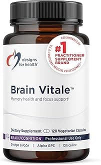 Designs for Health Brain Vitale with Cognizin Citicoline - 'Nootropic' Supplement to Help Support Cognition, Mood + Memory with GPC Choline, Ginkgo + Acetyl L Carnitine HCL (120 Capsules)