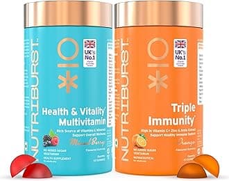 Daily Immunity Boost Combo: Health & Vitality Multivitamin Gummies + Triple Immunity Gummies with Vitamins, Zinc & Amla Extract | Daily Wellness & Energy | No Added Sugar (Pack of 2X60)