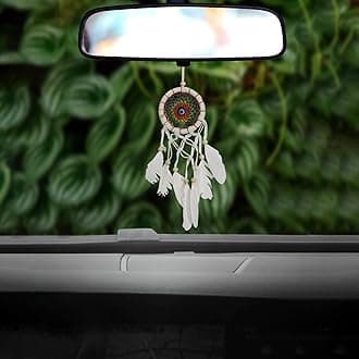 Car Hanging Accessories Interior, Dream Catchers for Cars, Original Handicrafted Car Hanging, Rear View Car Mirror Hanging Decoration Size- (8x1x25cm) Multicolour (Pack of 1)