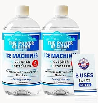 Ice Machine Cleaner & Descaler 16 fl oz 4 Uses | Nickel Safe Ice Maker Cleaner, Crystal Clear Descaling solution | Compatible with Whirlpool, Scotsman & Manitowoc | Made in USA (Pack of 2)