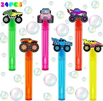 Monster Truck Party Favors,24Pcs Car Bubble Wands for Kids,Cool Bubble Wand for Monster Truck Birthday Party Supplies,Classroom Prizes Pinata Goodie Bag Stuffers Gift