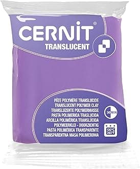 CERNIT CE0920056900C - A Pack of Polymer Clay Block - Translucent Effect - Modelling and Baking Clay - Purple Colour - 56 g Block - Manufactured in Belgium