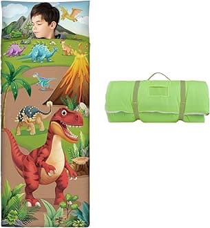 Kids Sleeping Bag Toddler Nap Mat with Removable Pillow, Large Foldable Sleeping Bag for Girls Boys, Easy Clean Slumber Bag with Double Zip for Camping School Preschool Daycare, 59×24 inch