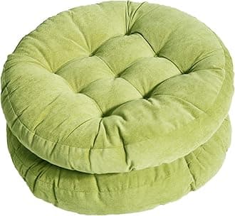 Solid Papasan Patio Seat Cushion Round Chair Pad Home Floor Cushion 22 Inch Set of 2 Throw Pillows Indoor/Outdoor Green
