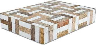 Handicrafts Home Handmade Marquet Chase Collection Decorative Jewelry Box Organizer – Keepsakes, Trinkets, and Home Decor – Antique Coffee Table Storage, Memory Box, Farmhouse Style Decor, 6x8x1.5