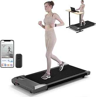 DeerRun 2025 Upgrade Walking Pad - Raceable Smart Under Desk Treadmill with Rewards Program, Quick Setup, 2.5HP, APP/Remote Control, LED Display, 300 lbs Capacity
