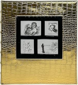 Photo Album 4x6 500 Pockets Photo, Extra Large Capacity Family Wedding Picture Albums Holds 500 Horizontal and Vertical Photos，crocodile gold