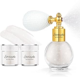 Etercycle Glitter Spray for Hair and Body, White Extra Fine Face Shimmer Powder, Cosmetic Rave Makeup Glitter Highlighter Powder Hairspray for Y2k Accessories, Festive Party, Stage Shows, Nightclubs