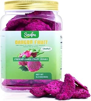 Freeze Dried Dragon Fruit Chunks, 150G/5.3OZ Freeze Dried Fruit, Frozen Dragon Fruit, No Sugar Added, 100% Natural, for Smoothies, Lemonade, Yogurt, Cereal, Cocktails