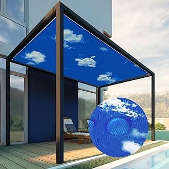 Patio Paradise 12' x 34' Waterproof Sun Shade Sail Rectangle Shade Cloth with Grommets, 260 GSM Patio Canopy Awning 95% UV Block for Backyard Deck Pergola Replacement Cover, Blue Sky, Customized