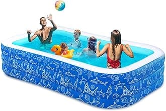 Nattork Inflatable Pool for Kids and Adults, 102" x 63" x 22" Family Full-Sized Inflatable Swimming Pool,Durable Thickened Above Ground Blow Up Pool for Kids Pools for Backyard Indoor Outdoor Shark